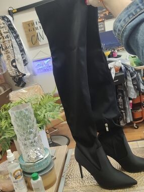 Women's Black Over-the-Knee Stiletto Boots